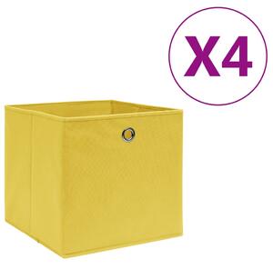 Storage Boxes 4 pcs Non-woven Fabric 28x28x28 cm Yellow