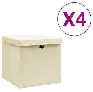 Storage Boxes with Covers 4 pcs 28x28x28 cm Cream