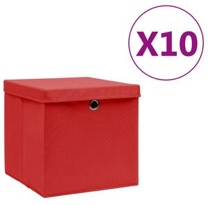 Storage Boxes with Covers 10 pcs 28x28x28 cm Red