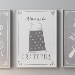 Be Grateful Canvas White and Grey