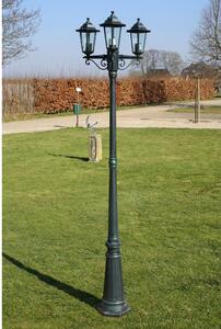 Garden Light Post 3-arms 215 cm Dark Green/Black Aluminium