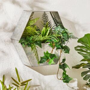Galvanised Metal Hexagonal Wall Planter with Foilage Grey