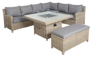 Wentworth 7 Piece Deluxe Modular Corner Lounge Set with Square Firepit