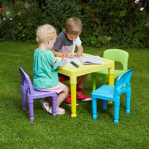 Multicoloured Plastic Table and 4 Chairs