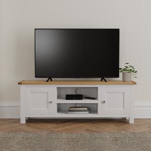 Bromley White Wide TV Stand White and Brown