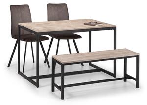Tribeca Rectangular Dining Table with 2 Chairs and Bench, Black Black