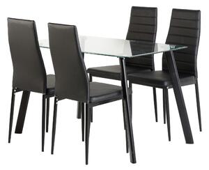 Abbey Rectangular Glass Top Dining Table with 4 Chairs Black