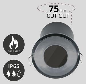 Fixed Fire Rated IP65 Pack 3 Downlights - Black