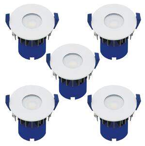 Fixed Fire Rated IP65 LED 5 Pack Downlights - White