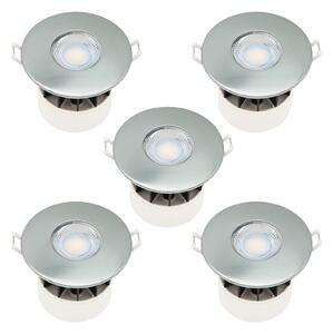 Fixed Fire Rated IP65 LED 5 Pack Downlight - Brushed Nickel