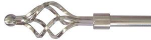 Extendable Cage Finial Curtain Pole - Satin Steel - 1.7-3m (16/19mm)