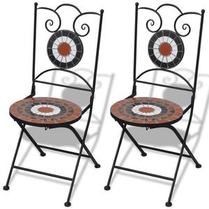 Folding Bistro Chairs 2 pcs Ceramic Terracotta and White