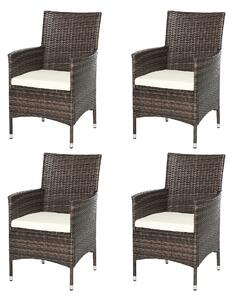 Outsunny 4 PC Rattan Chair Set, Patio Sofa Chairs Set, Cushioned Outdoor Rattan Furniture