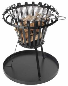 Perel Fire Basket with Ash Pan Round Black BB650