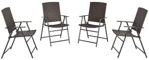 Outsunny 4pcs Rattan Chair Garden Furniture Wicker Foldable Chair Steel Frame for Poolside Garden
