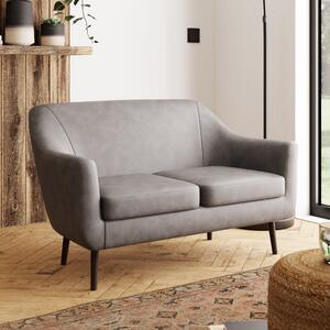 Eddie Distressed Faux Leather 2 Seater Compact Tub Sofa Grey