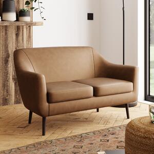 Eddie Distressed Faux Leather 2 Seater Compact Tub Sofa Brown