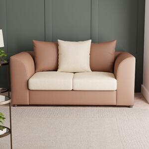 Blake Soft Faux Leather Combo 2 Seater Sofa Brown