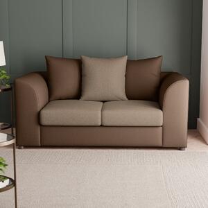 Blake Soft Faux Leather Combo 2 Seater Sofa Brown