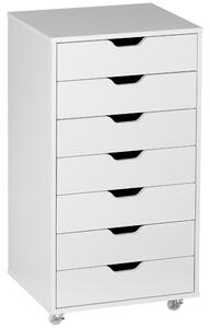 Vinsetto Metal Filing Cabinet, 7-Drawer on Wheels, Home Office Storage Solution, White