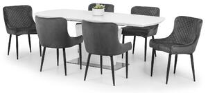 Como Dining Table with 6 Luxe Grey Chairs Grey