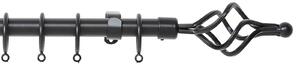 Extendable Cage Finial Curtain Pole - Black - 1.7-3m (16/19mm)