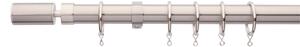 Extendable Barrel Finial Curtain Pole - Satin Steel - 1.2-2.1m (25/28mm)