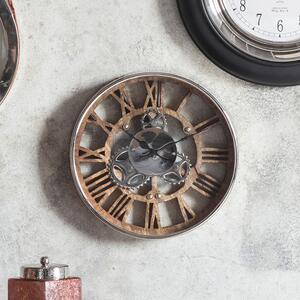 Petra Wall Clock Polished Nickel 35cm Silver