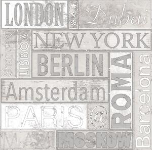 Urban Friends & Coffee Wallpaper City Names Grey and White