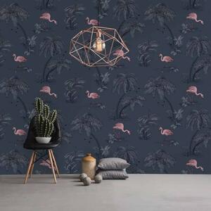 DUTCH WALLCOVERINGS Wallpaper Flamingo Petrol Blue