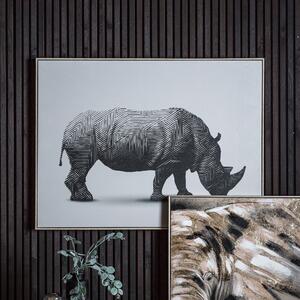 Wandering Rhino Abstract Framed Canvas Black/white