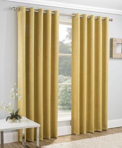 Vogue Ready Made Thermal Blockout Eyelet Curtains Ochre
