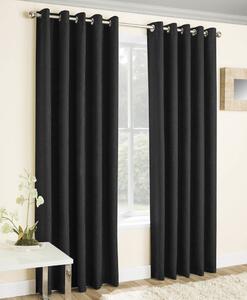 Vogue Thermal Blockout Ready Made Eyelet Curtains Black