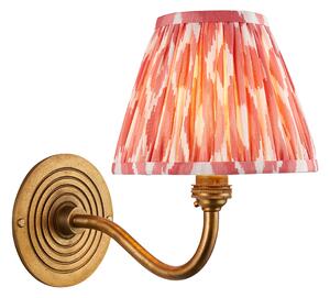 Target Wall Light in Antique Brass and Ikat 16cm Coral Shade