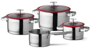 CUISINOX 4 Piece Cookware Set Silver and Red