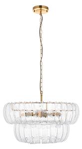 Hawick 6Lt Pendant in Brushed Aged Brass and Textured Glass