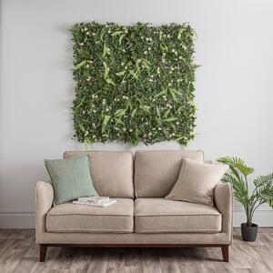 Pack of 6 Artificial Lily and Mixed Foliage Wall Panels Green/Cream