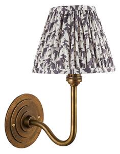 Nicolette Wall Light in Antique Brass and Leaf 16cm Shade in Grey