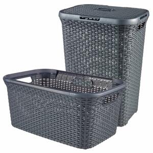 Curver Style 2 Piece Laundry Hamper and Basket Set 45L+60L Anthracite