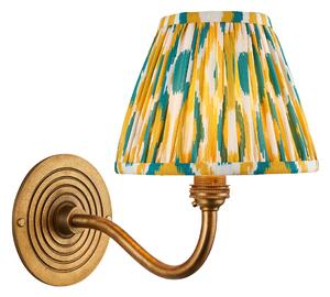 Target Wall Light in Antique Brass and Ikat 16cm Yellow Shade
