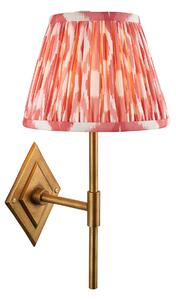 Annika Wall Light in Antique Brass and Coral Ikat 20cm Shade