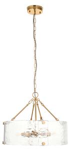 Theresa 6Lt Pendant in Brushed Aged Brass and Textured Glass