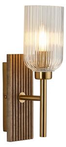 Corinne Wall Light in Dark Beechwood and Vintage Brass