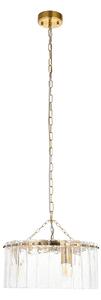 Cynthia 3Lt Pendant in Brushed Aged Brass and Textured Glass