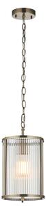 Richmond Pendant in Antique Brass and Ribbed Glass