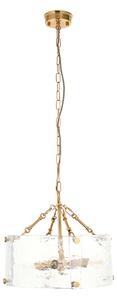Theresa 4Lt Pendant in Brushed Aged Brass and Textured Glass