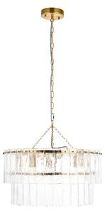 Cynthia 5Lt Tiered Pendant in Brushed Aged Brass and Textured Glass