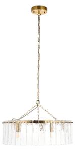 Cynthia 5Lt Pendant in Brushed Aged Brass and Textured Glass