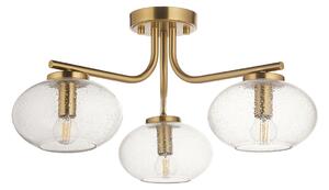 Patricia 3Lt Semi Flush in Warm Brass and Bubble Glass