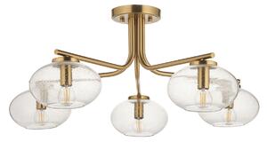 Patricia 5Lt Semi Flush in Warm Brass and Bubble Glass